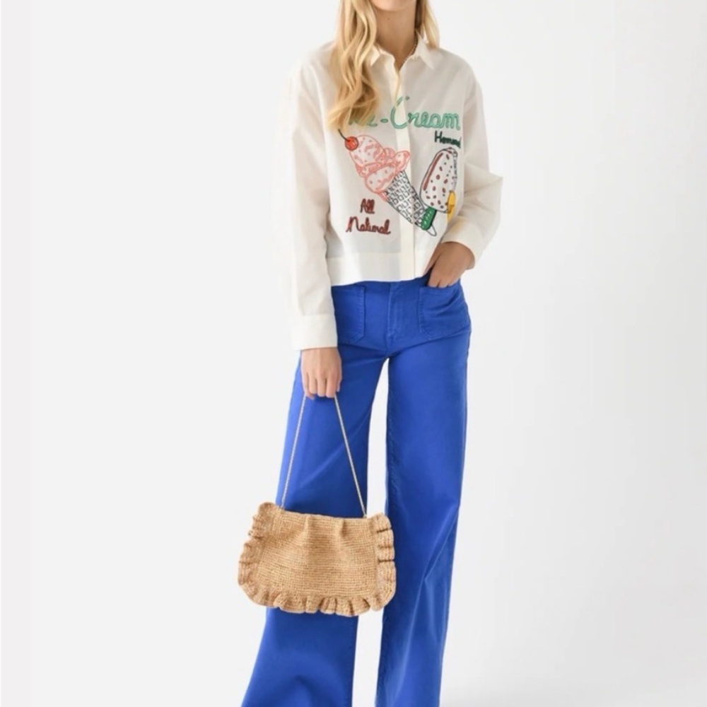 MOTHER Patch Pocket Blue Wide Leg Jeans - like new!